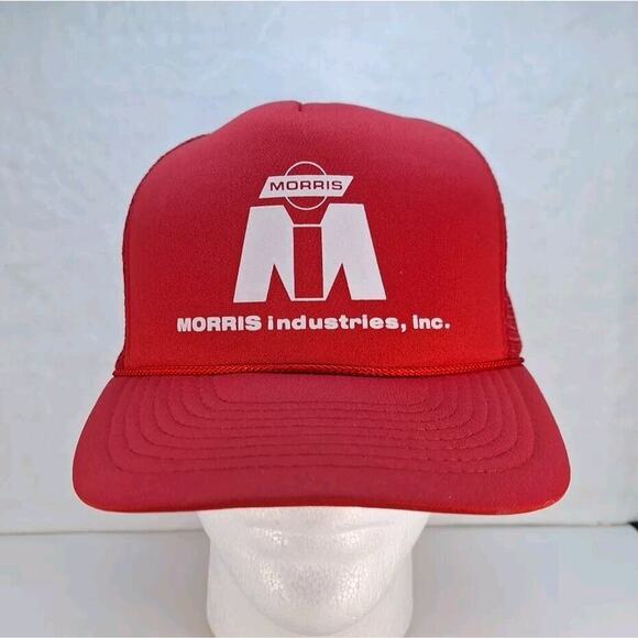 Vintage Morris Industries Trucker Hat Cap Foam Rope Snapback Meshback Red - Picture 1 of 7